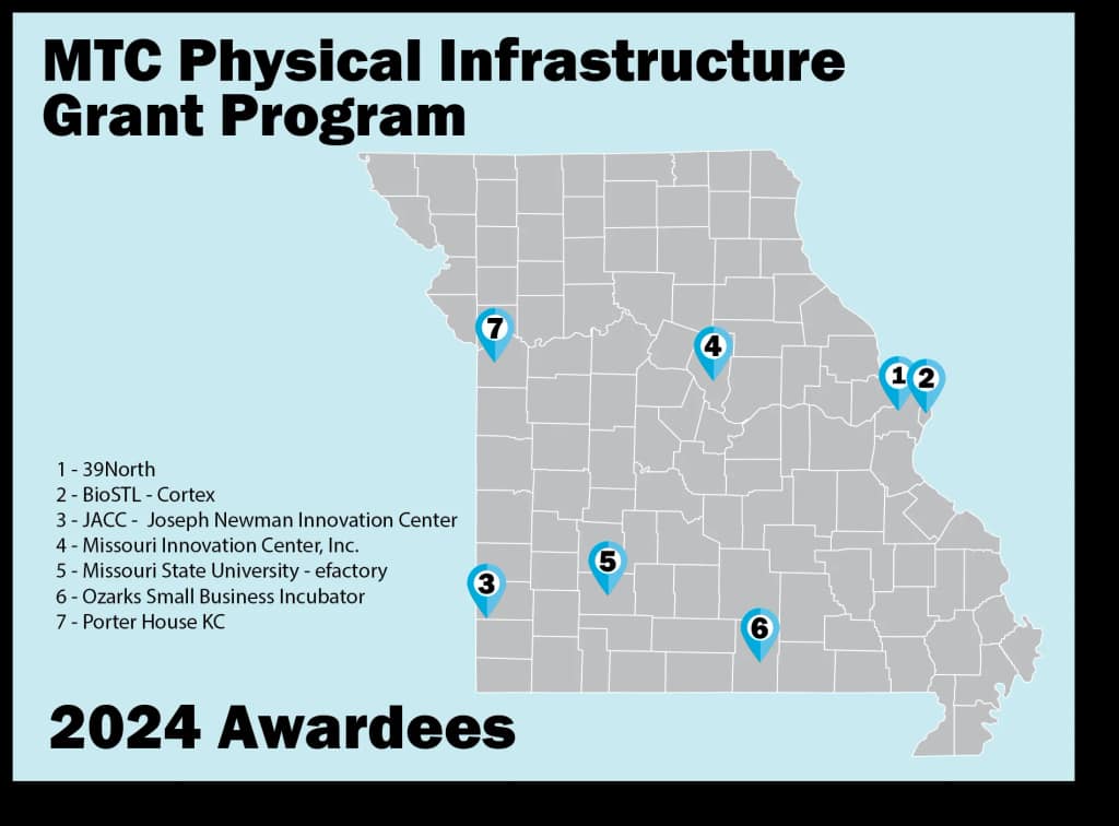 Map graphic of 2024 Physical Infrastructure Grant Program